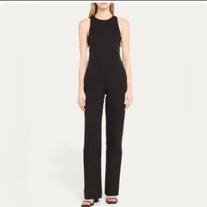 Rivet Utility Cutout Halter Black Straight-Leg Jumpsuit NWT
